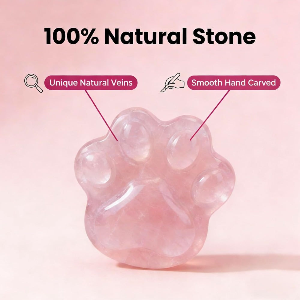Rose Quartz Pet Memorial Gift, Paw Print Keepsake Stone in Gift Box for Loss of Dog or Cat, Sympathy Memorial Keepsake