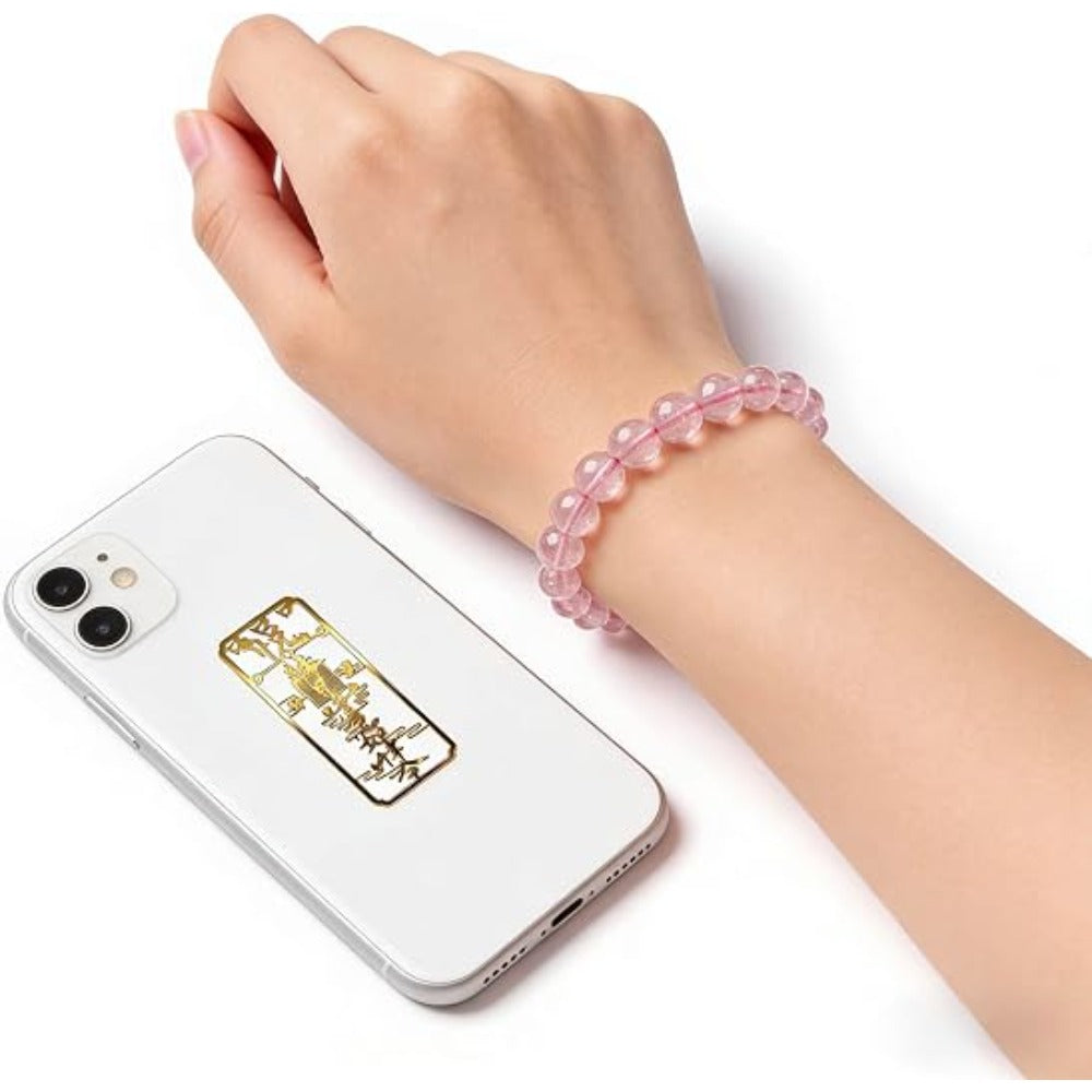 Feng Shui Wealth and Luck Bracelet with Gold Foil Five Gods Amulet-Red Agate Cinnabar Gemstone Bracelet for Prosperity, Protection & Success, Lucky Charm Gift for Men & Women