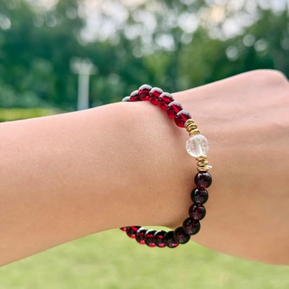 Feng Shui Wealth and Luck Bracelet with Gold Foil Five Gods Amulet-Red Agate Cinnabar Gemstone Bracelet for Prosperity, Protection & Success, Lucky Charm Gift for Men & Women