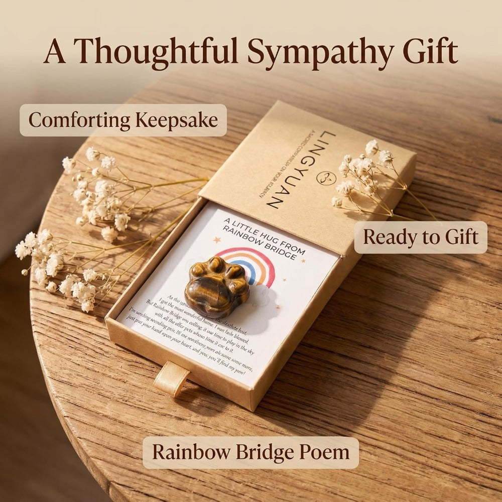Worry Stones Cat Memorial Gifts for Loss of Cat Sympathy Rainbow Bridge Paw