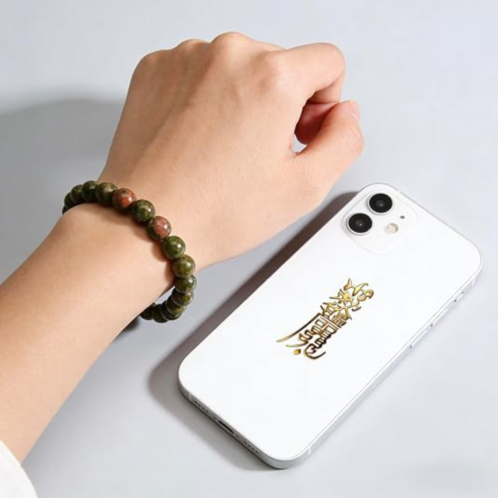 Feng Shui Wealth and Luck Bracelet with Gold Foil Five Gods Amulet-Red Agate Cinnabar Gemstone Bracelet for Prosperity, Protection & Success, Lucky Charm Gift for Men & Women