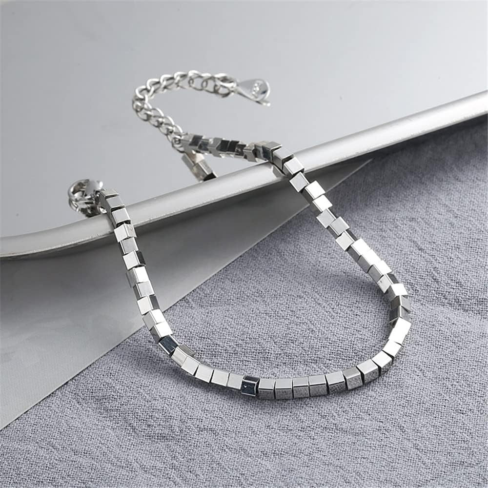 925 Sterling Silver Bracelet for Women, Love Heart Chain Bracelet Bangle, Women’s Link Bracelets