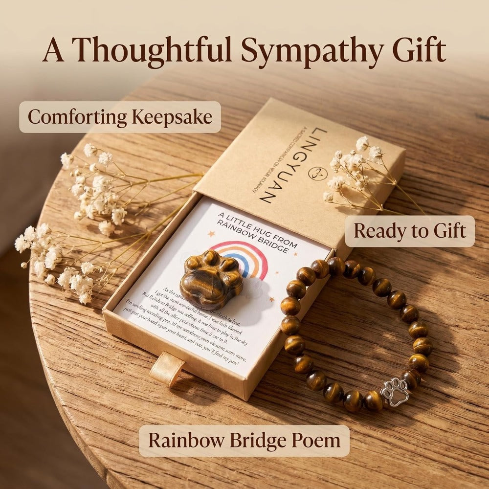 Cat Memorial Gifts for Loss of Cat Sympathy Gift Memorial Stones Bracelet