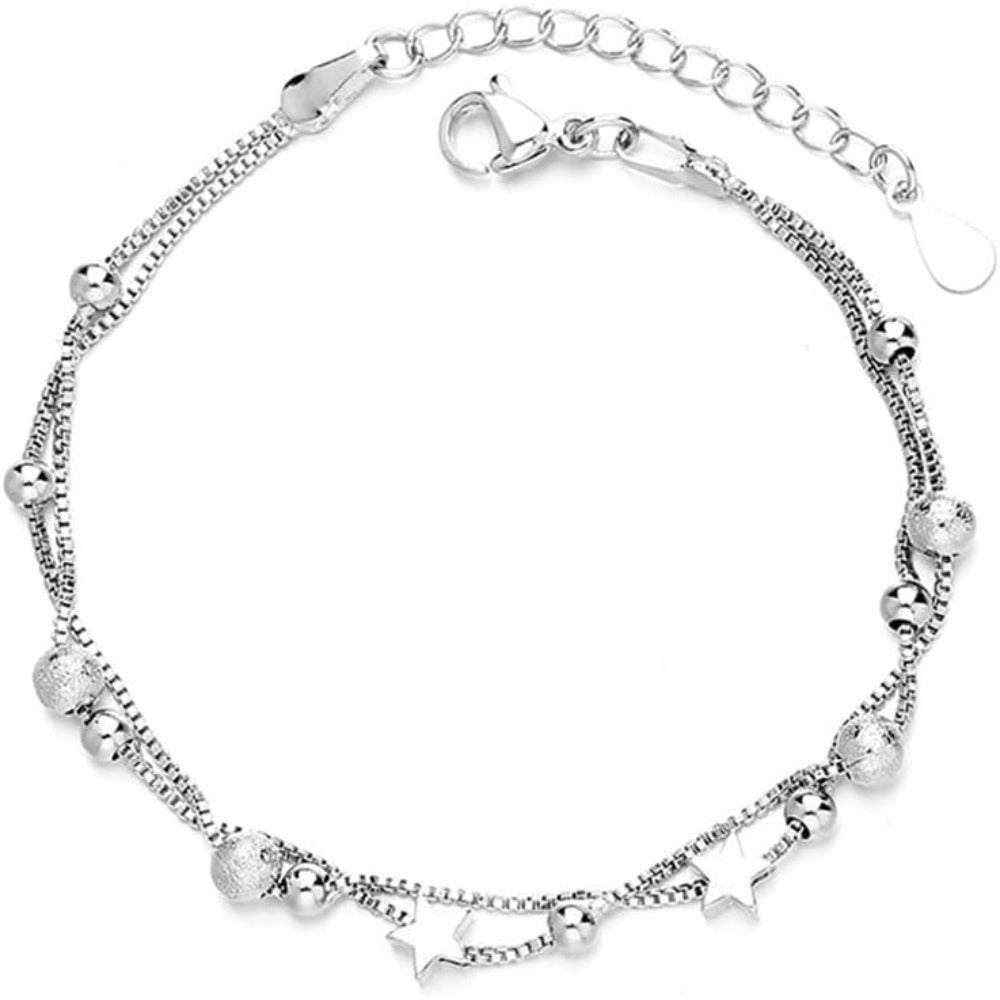 925 Sterling Silver Bracelet for Women, Love Heart Chain Bracelet Bangle, Women’s Link Bracelets