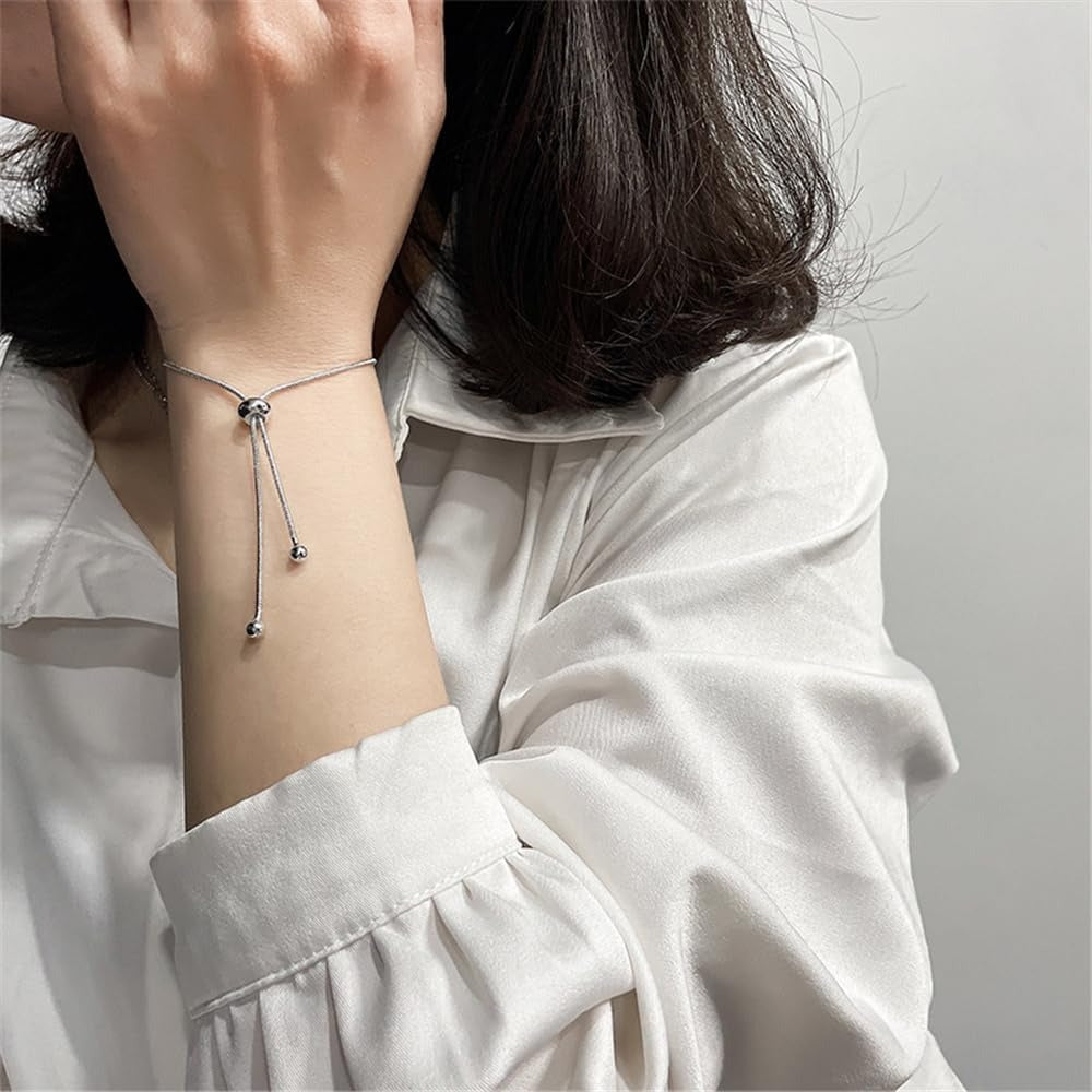 925 Sterling Silver Bracelet for Women, Love Heart Chain Bracelet Bangle, Women’s Link Bracelets