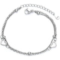 925 Sterling Silver Bracelet for Women, Love Heart Chain Bracelet Bangle, Women’s Link Bracelets