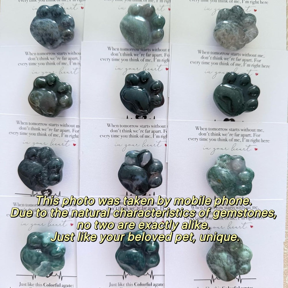 Agate Pet Memorial Gift, Paw Print Keepsake Stone in Gift Box for Loss of Dog or Cat, Sympathy Memorial Keepsake