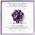 Amethyst Pet Memorial Gift, Paw Print Keepsake Stone in Gift Box for Loss of Dog or Cat, Sympathy Memorial Keepsake