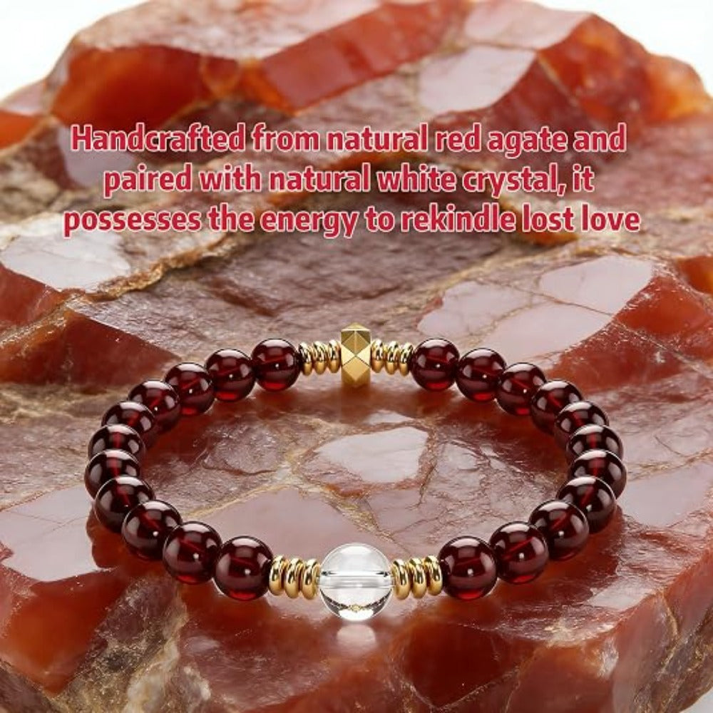 Feng Shui Wealth and Luck Bracelet with Gold Foil Five Gods Amulet-Red Agate Cinnabar Gemstone Bracelet for Prosperity, Protection & Success, Lucky Charm Gift for Men & Women