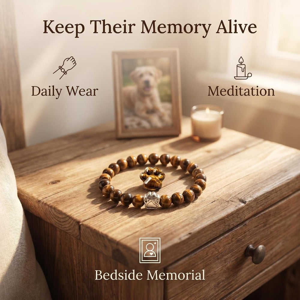 Cat Memorial Gifts for Loss of Cat Sympathy Gift Memorial Stones Bracelet