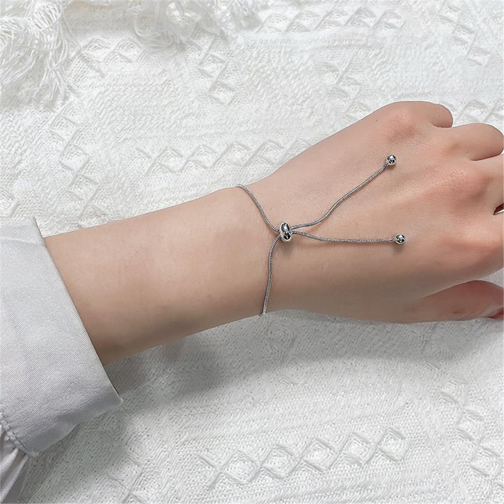 925 Sterling Silver Bracelet for Women, Love Heart Chain Bracelet Bangle, Women’s Link Bracelets
