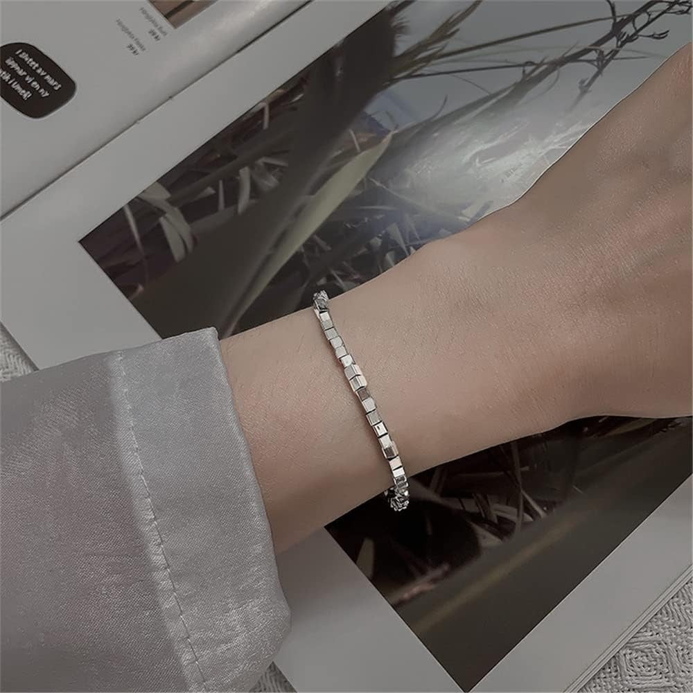 925 Sterling Silver Bracelet for Women, Love Heart Chain Bracelet Bangle, Women’s Link Bracelets