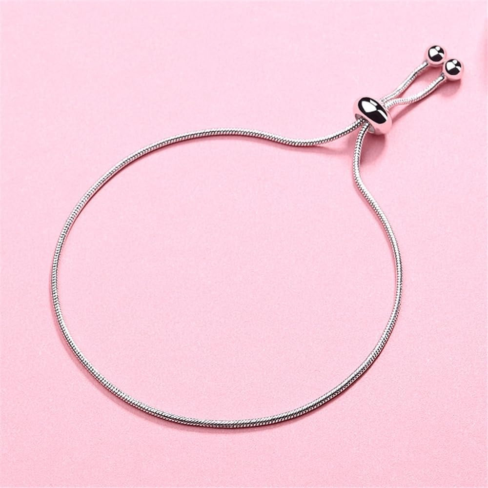 925 Sterling Silver Bracelet for Women, Love Heart Chain Bracelet Bangle, Women’s Link Bracelets